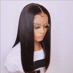18inch silky straight virgin Human hair wig with closure lace front 4*4